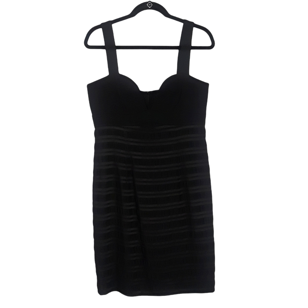 BLACK HALO Black Embroidered Thread Stripe Dress